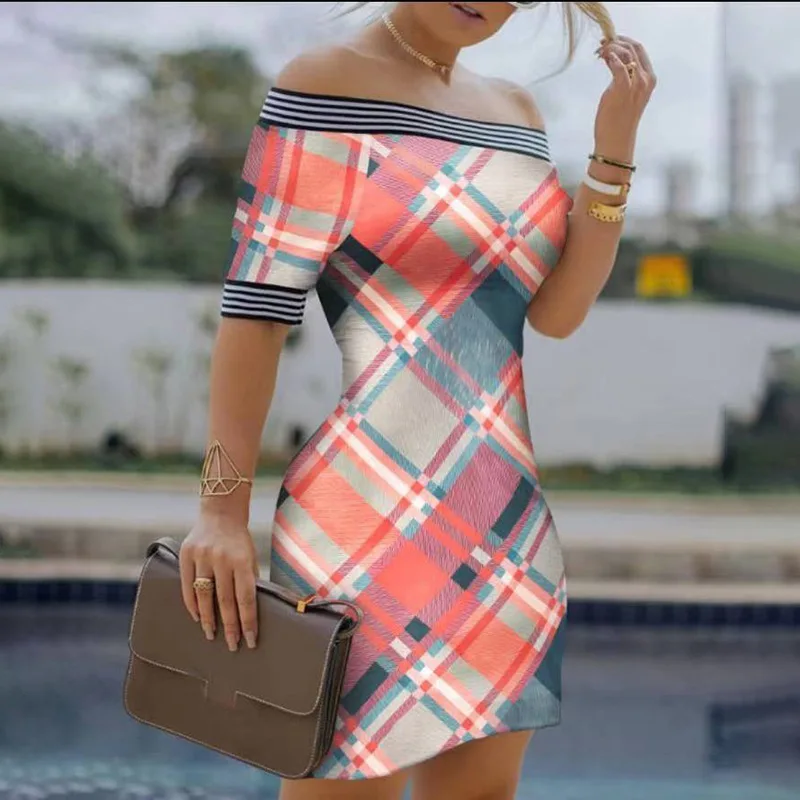 WEPBEL Women Elegant Plaid Skinny Pencil Dress Ladies Sexy Short Sleeve Off Shoulder Slim Fit Bodycon Dress
WEPBEL Women Elegant Plaid Skinny Pencil Dress Ladies Sexy Short Sleeve Off Shoulder Slim Fit Bodycon Dress
