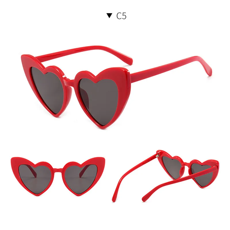 Brand Designer Vintage Sunglass Fashion Love Heart Effect Eyeglasses Women Cute Sexy Retro Cat Eye Cheap Sun Glasses Red Female |