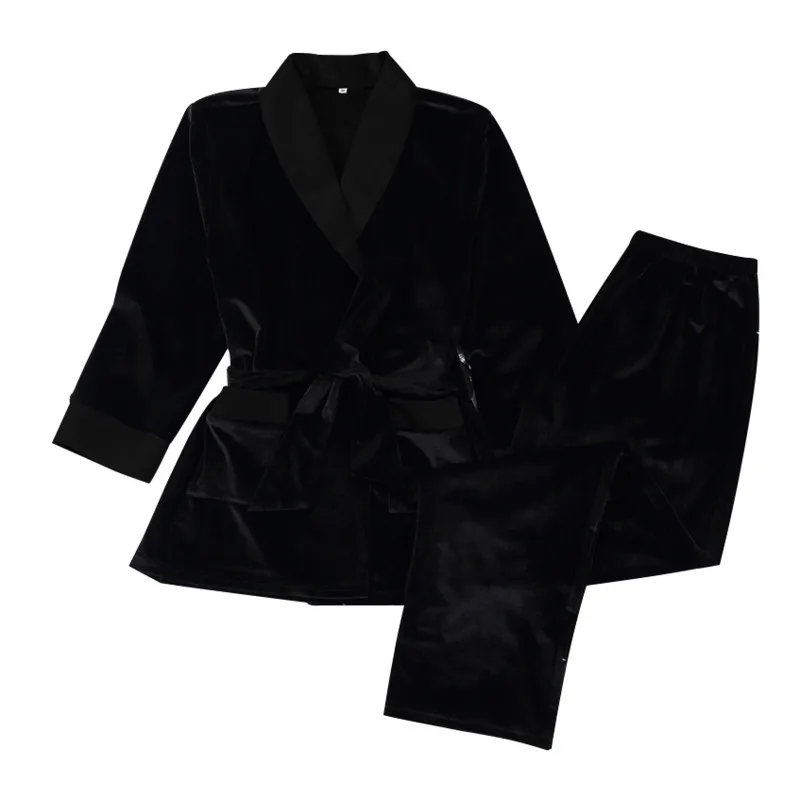 Knitted Velvet Pajamas Warm Casual Pockets Sleepwear Two Pieces Sets Simple Style V-Neck Long Sleeve 
Knitted Velvet Pajamas Warm Casual Pockets Sleepwear Two Pieces Sets Simple Style V-Neck Long Sleeve