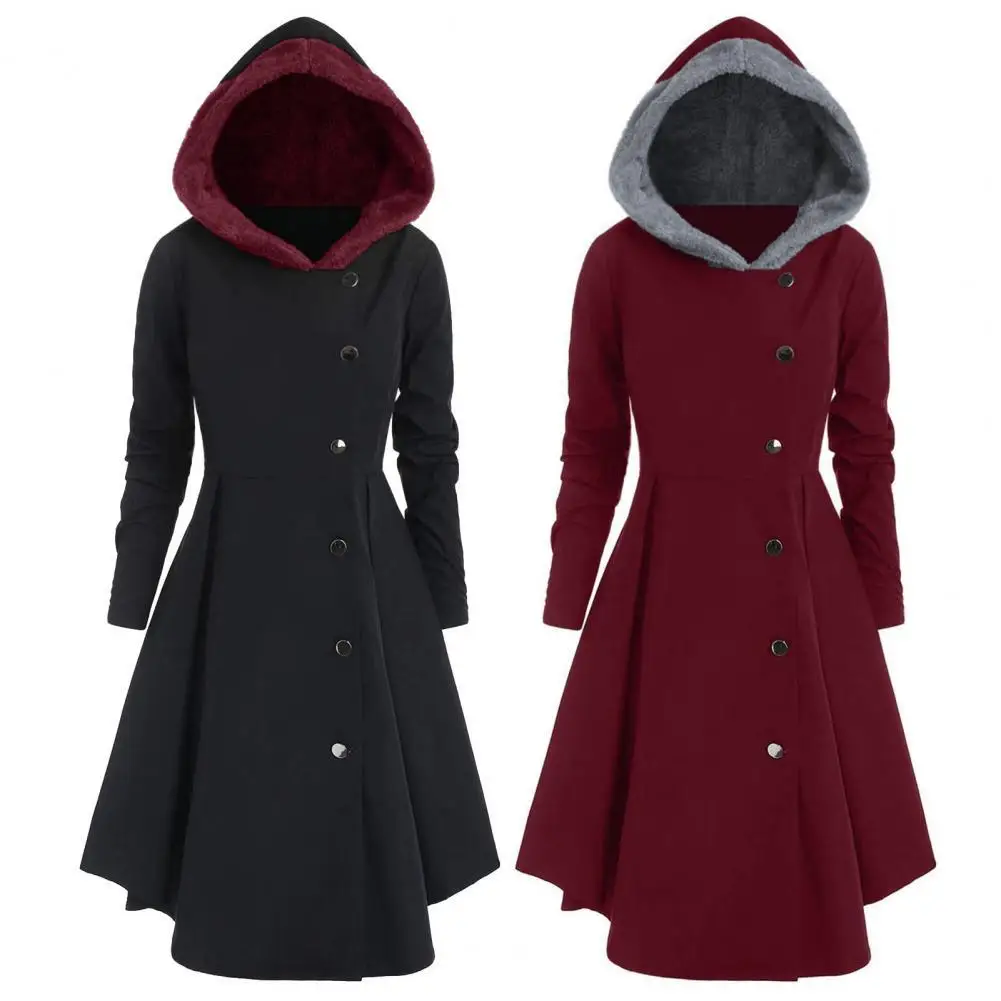 Women Coat Dress Large Hem Single Breasted Asymmetric Hooded Long Drap Elegant Coat Outerwear Autumn Winter
Women Coat Dress Large Hem Single Breasted Asymmetric Hooded Long Drap Elegant Coat Outerwear Autumn Winter