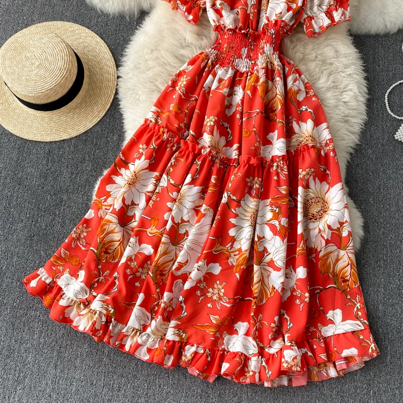 Vintage Boho ruffles floral Print Summer sexy off shoulder long Dress Women elastic waist vestidos beach holiday tunic dress
Vintage Boho ruffles floral Print Summer sexy off shoulder long Dress Women elastic waist vestidos beach holiday tunic dress