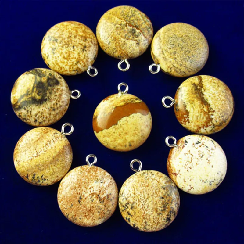 20pcs 20x6mm Natural Picture Jaspers Round Pendant Bead (send randomly) 254SK 
20pcs 20x6mm Natural Picture Jaspers Round Pendant Bead (send randomly) 254SK