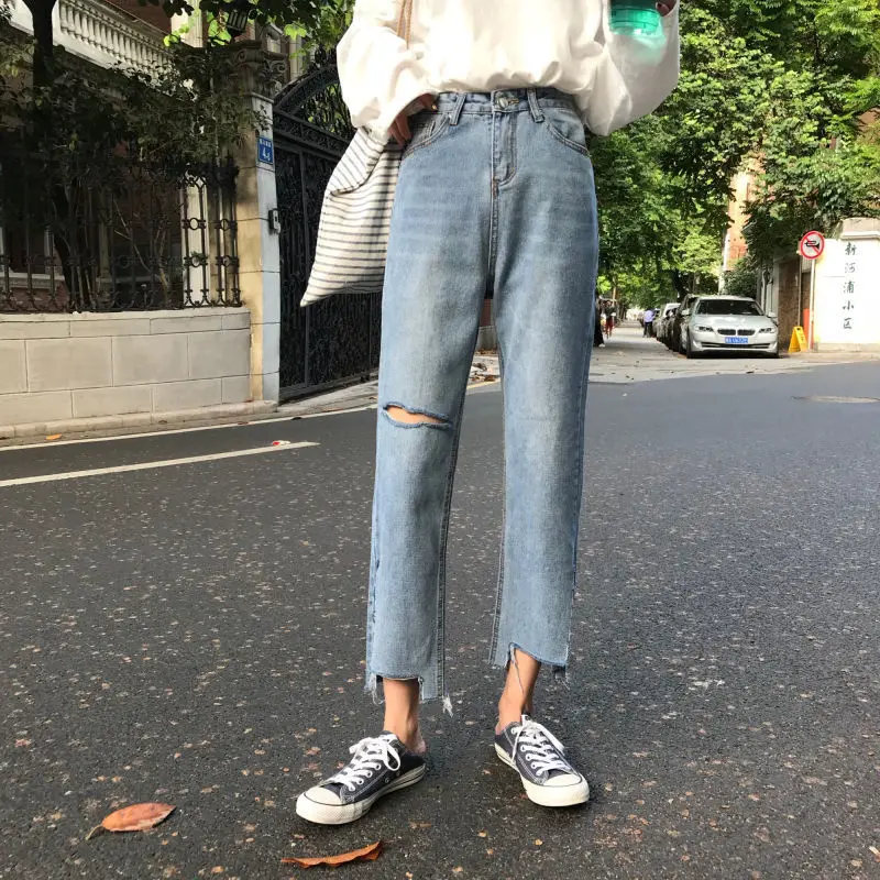 Bifurcated jeans female fat sister mm large pants female holes show thin loose straight High Waist Wide Leg Capris
Bifurcated jeans female fat sister mm large pants female holes show thin loose straight High Waist Wide Leg Capris