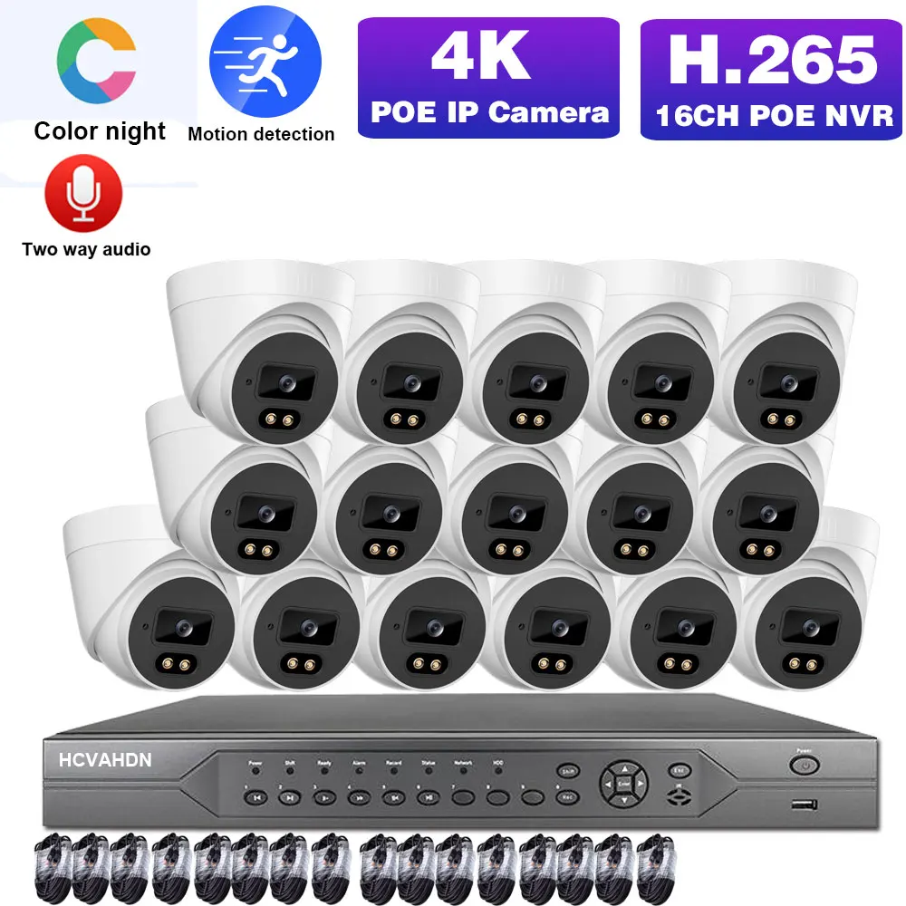 H.265 16CH 4K NVR Kit 8MP CCTV POE Security Camera System 4K Color Night Vision IP Dome Camera Video Surveillance System Set 8CH
H.265 16CH 4K NVR Kit 8MP CCTV POE Security Camera System 4K Color Night Vision IP Dome Camera Video Surveillance System Set 8CH
