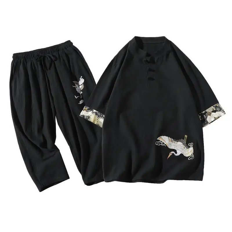 men's short sleeve shirt & pants Chinese style suit summer loose plate buckle two-piece set vintage new summer ropa de hombre
men's short sleeve shirt & pants Chinese style suit summer loose plate buckle two-piece set vintage new summer ropa de hombre