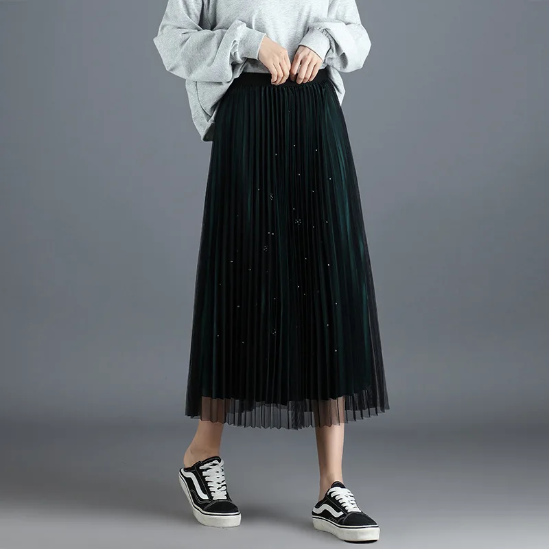 2021 Spring and Summer New Mesh A-line Skirt Nail Bead Skirt Temperament Pleated Skirt Fairy Long Yarn Skirt Long Skirt
2021 Spring and Summer New Mesh A-line Skirt Nail Bead Skirt Temperament Pleated Skirt Fairy Long Yarn Skirt Long Skirt