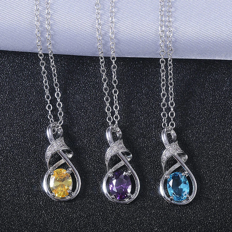 High Quality Trendy 925 Silver Necklace with Oval Amethyst Geometric Shape Pendant Jewelry for Women Wedding Party Accessories
High Quality Trendy 925 Silver Necklace with Oval Amethyst Geometric Shape Pendant Jewelry for Women Wedding Party Accessories