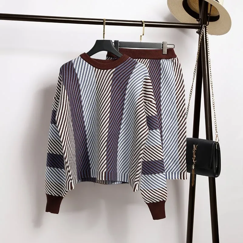 Pencil Skirts 2 Pieces Sets Women Warm Suit Autumn Winter New Irregular Striped Knitted Sweater Pullovers and Bodycon
Pencil Skirts 2 Pieces Sets Women Warm Suit Autumn Winter New Irregular Striped Knitted Sweater Pullovers and Bodycon
