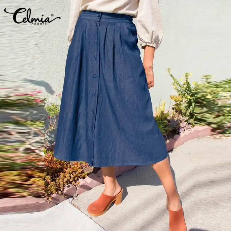 Celmia Fashion Denim Skirts Women Holiday Elegant Solid Buttons Pleated Faldas 2021 Autumn Female Casual Loose A-line Jupes
Celmia Fashion Denim Skirts Women Holiday Elegant Solid Buttons Pleated Faldas 2021 Autumn Female Casual Loose A-line Jupes