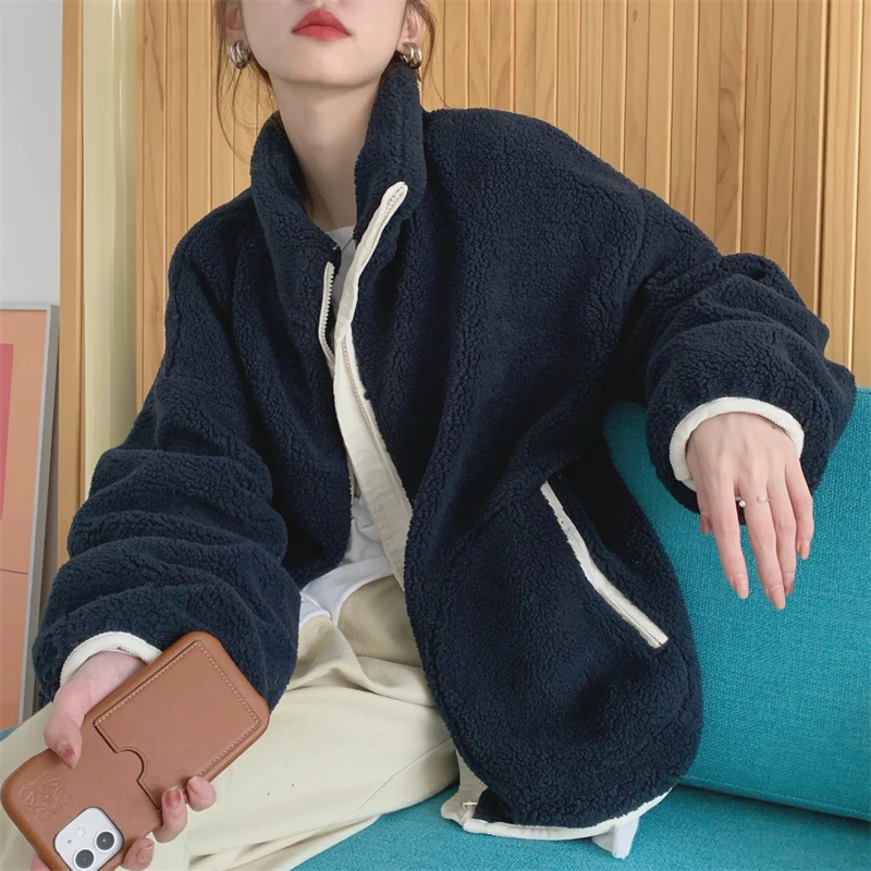Kpop Ins Women Oversized All-Match Faux Lamb Wool Coats Simplicity Casual Stand Collar Female Harajuku Thick Warm Chic Jackets
Kpop Ins Women Oversized All-Match Faux Lamb Wool Coats Simplicity Casual Stand Collar Female Harajuku Thick Warm Chic Jackets