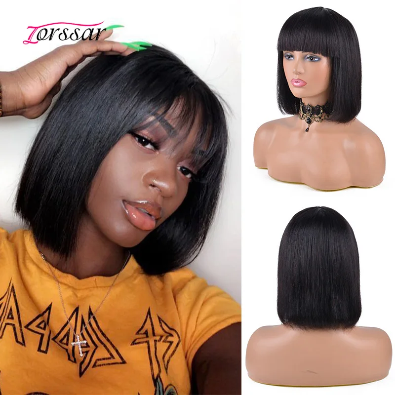 Short Bob Wig With Bangs Human Hair Wigs For Black Women Human Hair 180% Density Full Mechanism Straight Bob Wigs Natural Color
Short Bob Wig With Bangs Human Hair Wigs For Black Women Human Hair 180% Density Full Mechanism Straight Bob Wigs Natural Color