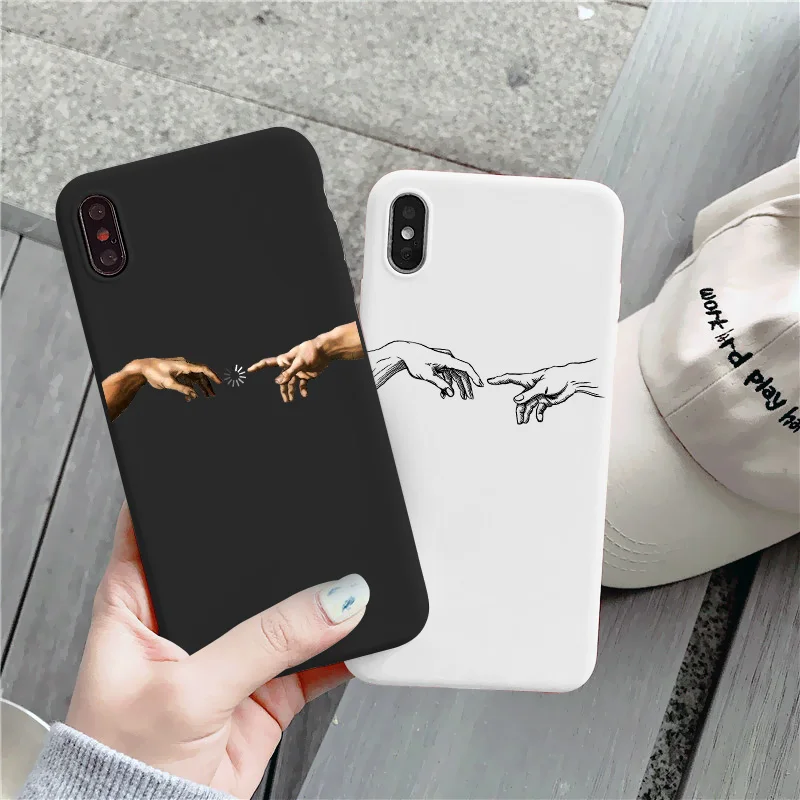 Забавный ручной Чехол для мобильного телефона Adam iPhone 8 7 6 6S Plus Art Fresco Michelangelo iphone X 11