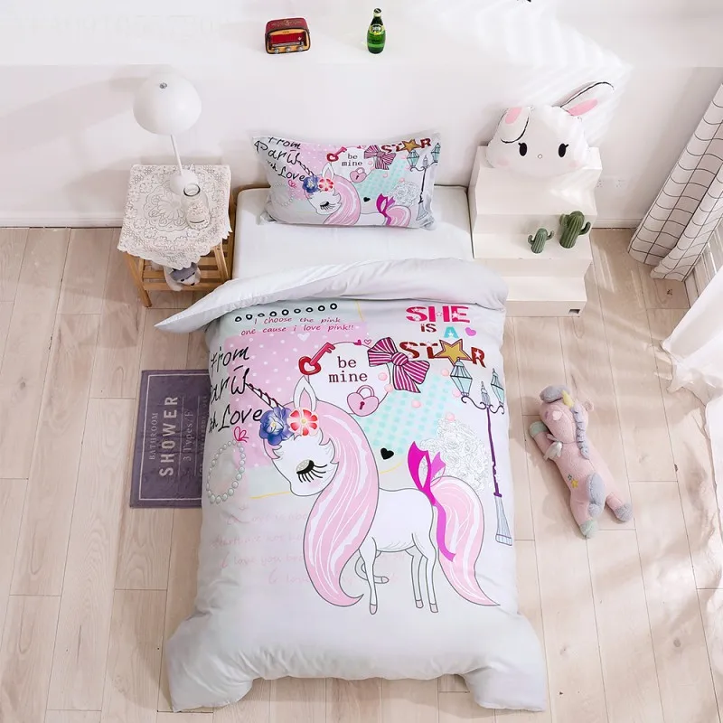 Pink Girls Duvet Cover Set 3D Printed Unicorn Quilt Cover Single Double Queen Soft Microfiber Children Bedding 2/3 pcs Free ship
Pink Girls Duvet Cover Set 3D Printed Unicorn Quilt Cover Single Double Queen Soft Microfiber Children Bedding 2/3 pcs Free ship