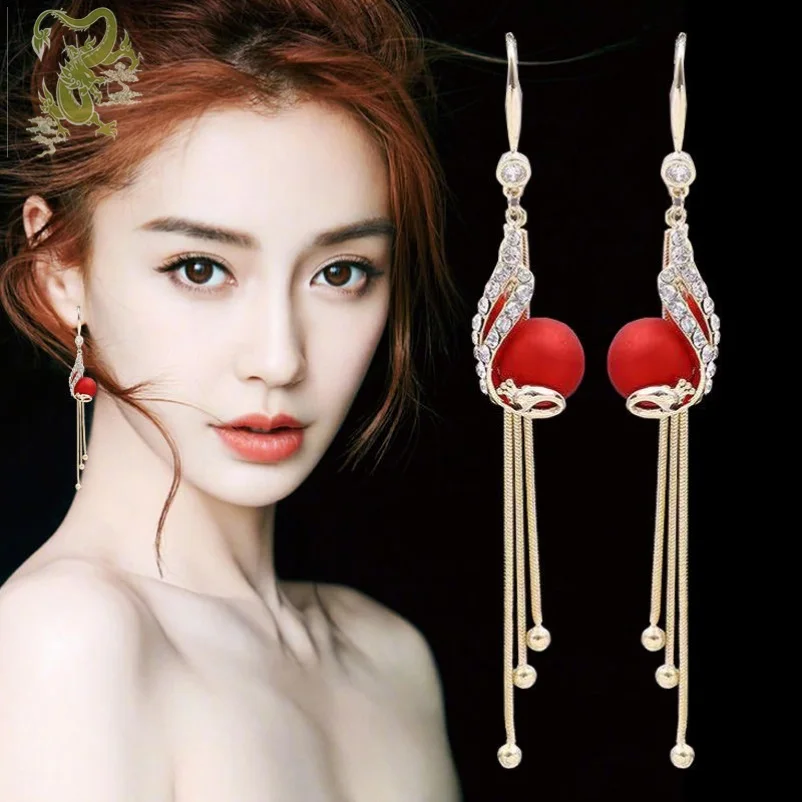Red Crochet Tassel Earrings Fashion Jewelry 2020 New Chinese Style Phoenix Earings for Women Korean Elegant Long Design Luxury 
Red Crochet Tassel Earrings Fashion Jewelry 2020 New Chinese Style Phoenix Earings for Women Korean Elegant Long Design Luxury