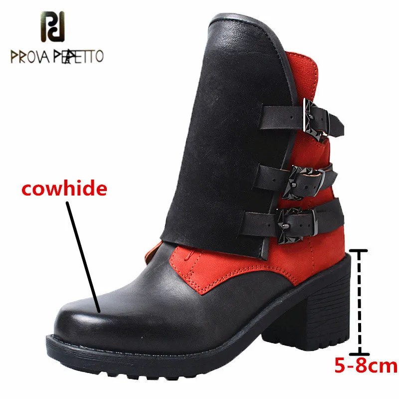 Prova Perfetto Genuine Leather Women's Mid Boots Mixed Colors Metal Decoration Buckle Strap Platform Wearproof Lady Boots 2021
Prova Perfetto Genuine Leather Women's Mid Boots Mixed Colors Metal Decoration Buckle Strap Platform Wearproof Lady Boots 2021