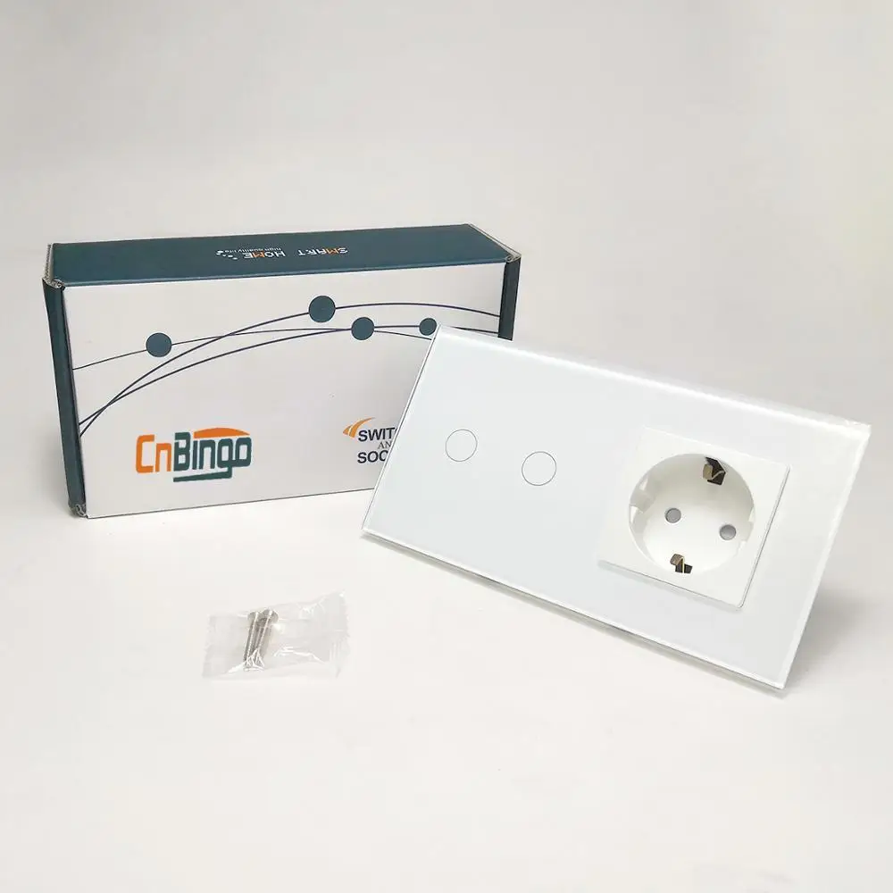 Bingoelec Touch Light Switch EU Standrad Switch Socket 2 Gang 1 Way With Germany Socket Three Color Crystal Glass Panel 86*157mm 
Bingoelec Touch Light Switch EU Standrad Switch Socket 2 Gang 1 Way With Germany Socket Three Color Crystal Glass Panel 86*157mm
