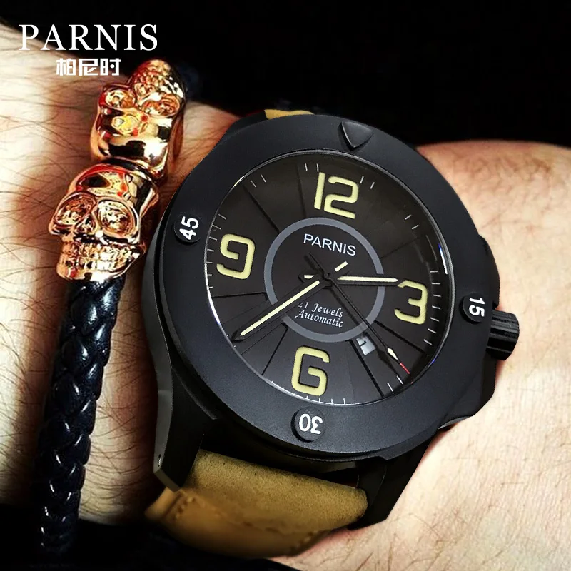 Parnis 47mm Military Mechanical Mens Watches Top Brand Luxury Automatic Men's Watch Sapphire Crystal Genuine Leather Band Clock
Parnis 47mm Military Mechanical Mens Watches Top Brand Luxury Automatic Men's Watch Sapphire Crystal Genuine Leather Band Clock