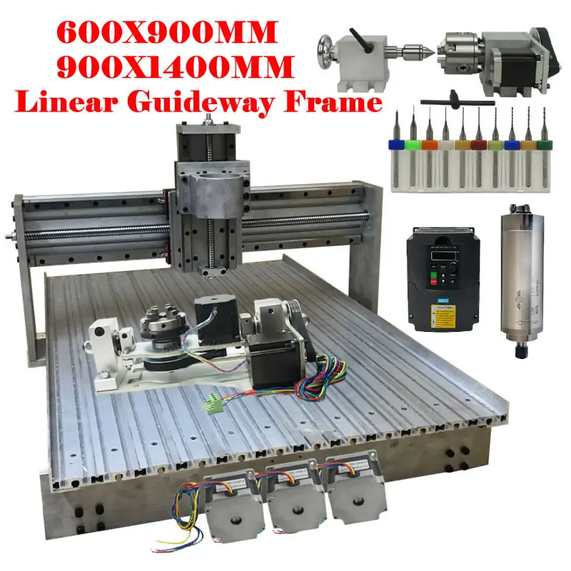 

DIY CNC Linear Guideway 6090 9014 Frame for 5 Axis 4 Axis 2200W Linear Rail Engraving Milling Machine Wood Metal Router Kit