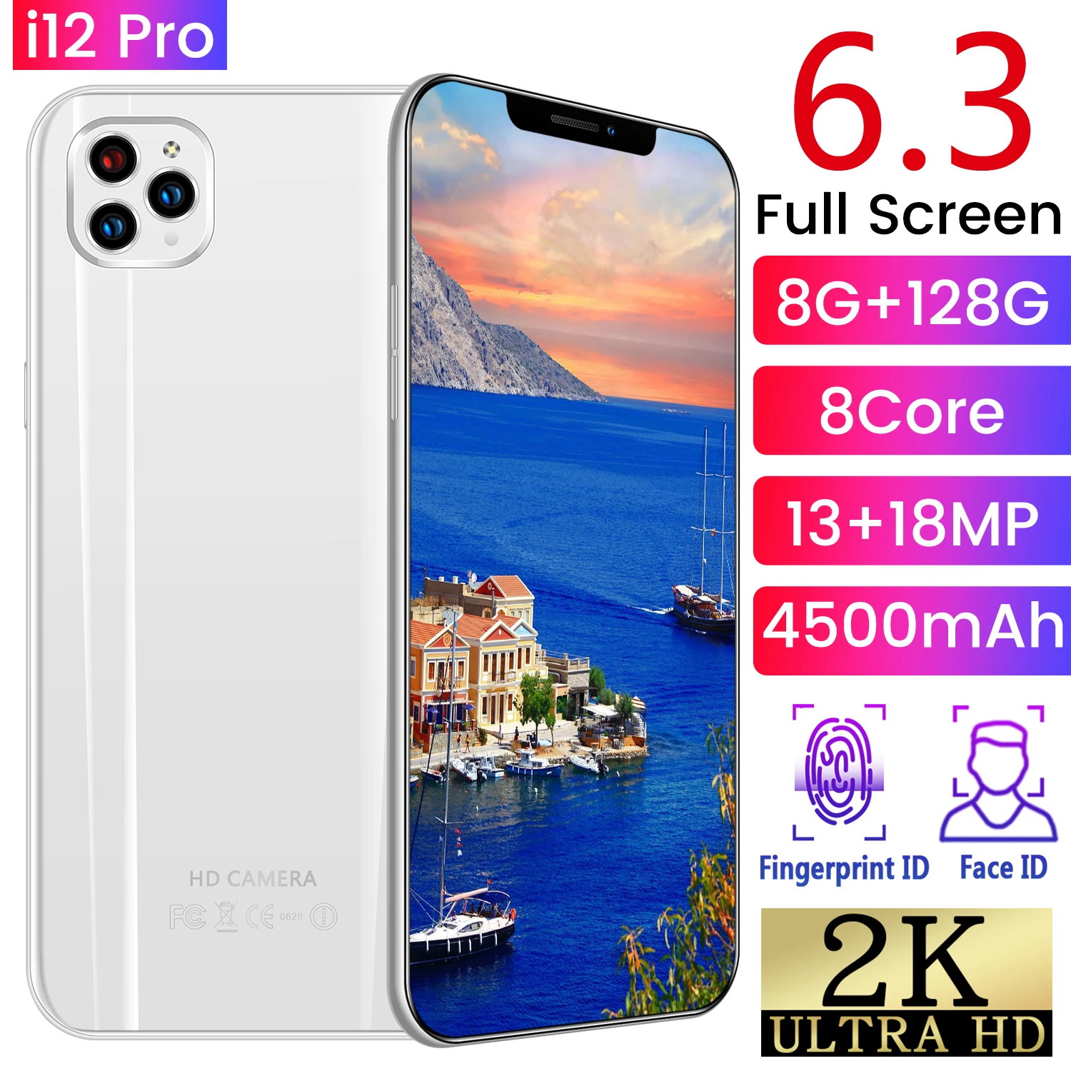 i12 Pro Smartphone 6.3Inch Full Screen 8 Core CPU 4500mAh 8GB 128GB 5GIntelligent wake-up, face recognition, fingerprint unlock
i12 Pro Smartphone 6.3Inch Full Screen 8 Core CPU 4500mAh 8GB 128GB 5GIntelligent wake-up, face recognition, fingerprint unlock