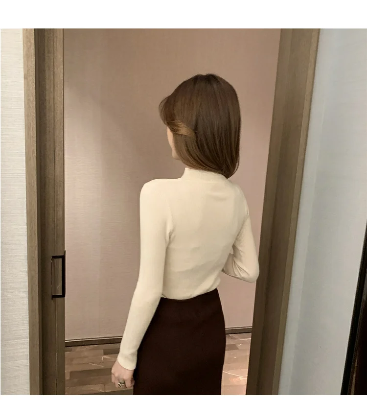 11 Colors Basic Knitwear Pullover Women Fall 2019 Korean Style Solid Color Half Turtleneck Knitted Sweater Black Off White T421 
11 Colors Basic Knitwear Pullover Women Fall 2019 Korean Style Solid Color Half Turtleneck Knitted Sweater Black Off White T421