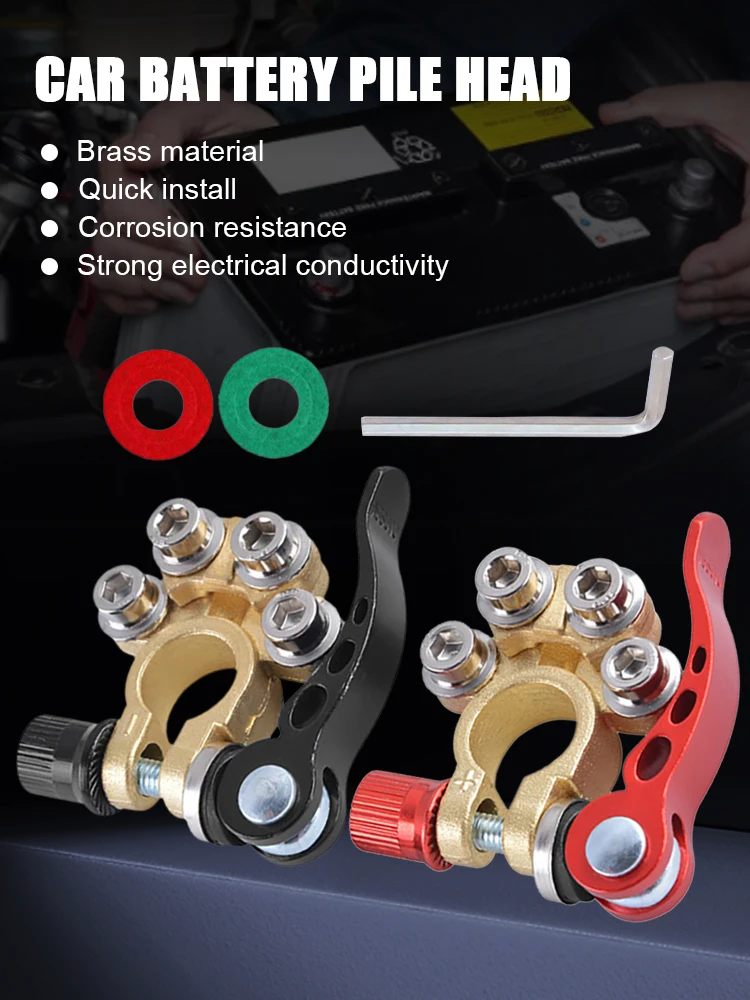 1Pair Car Battery Terminal Connector Quick Release Disconnect Brass Cable Post Terminal Clamp Connector with Gasket Hex Key
1Pair Car Battery Terminal Connector Quick Release Disconnect Brass Cable Post Terminal Clamp Connector with Gasket Hex Key