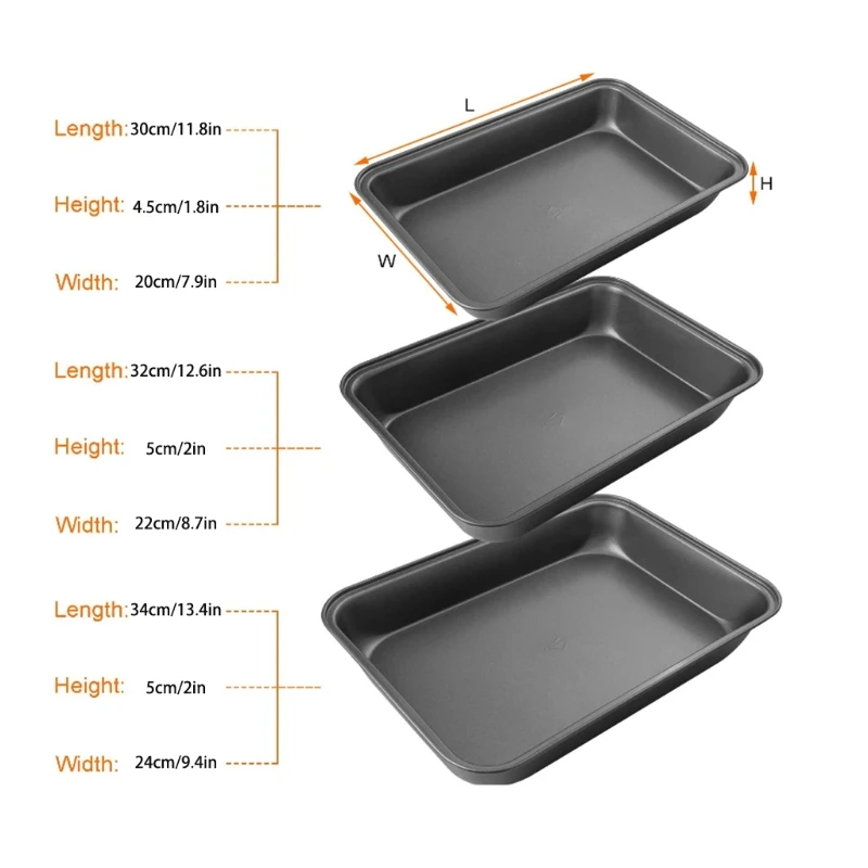 

Набор посуды для выпечки X7AB Премиум-качества, 3 формы для запекания, Прямоугольная форма, глубокая форма, антипригарный набор, Прочный лист д...