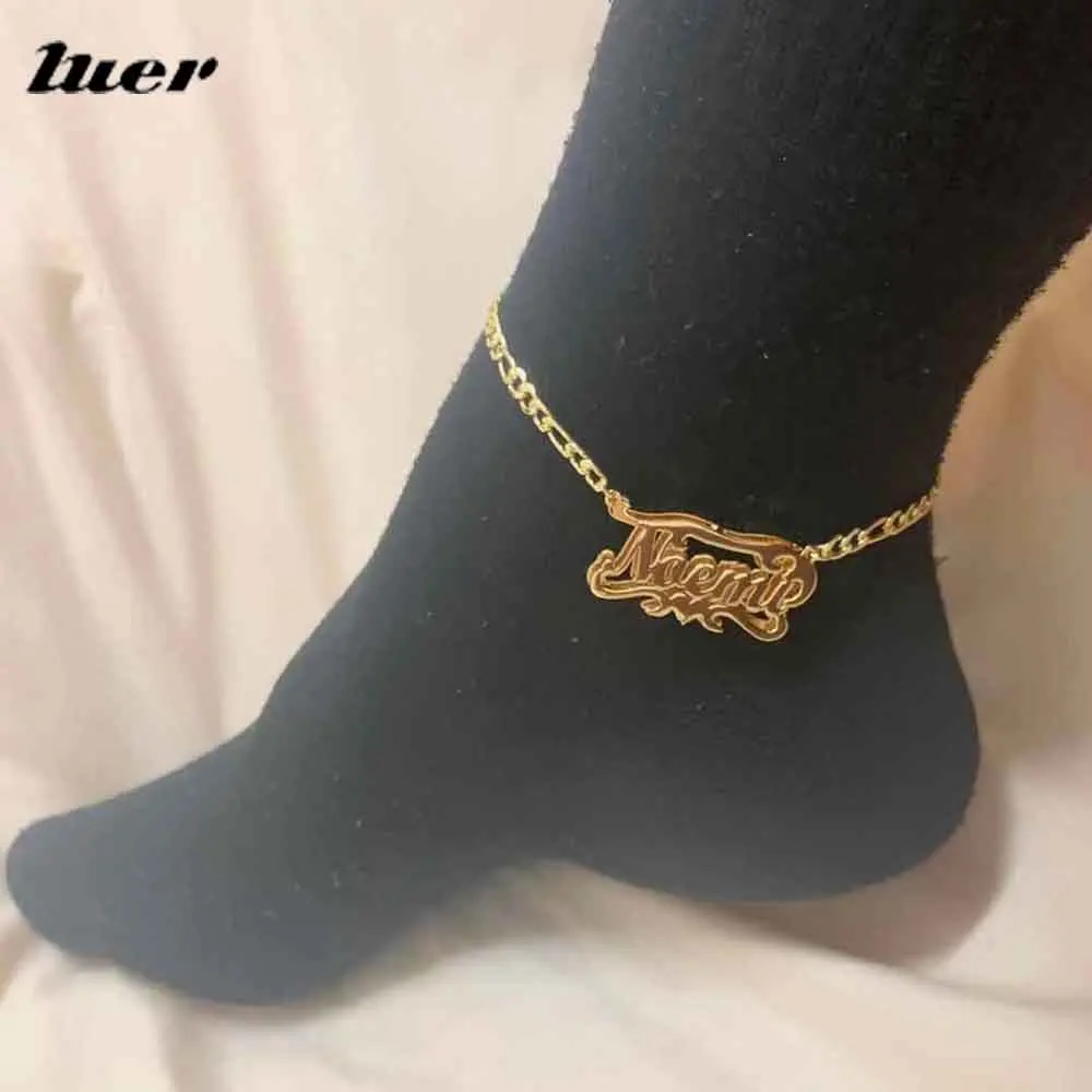 LUER New Hip Hop Letter Anklet Name Personalized Custom Anklet Double Color Nameplate Pendant Figaro Chain Anklets Jewelry Gift
LUER New Hip Hop Letter Anklet Name Personalized Custom Anklet Double Color Nameplate Pendant Figaro Chain Anklets Jewelry Gift