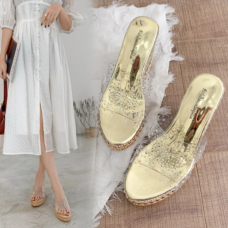 Wedge heel women's shoes slippers women wear 2021 summer new style platform platform rhinestone fish mouth shoes high heel KD5I
Wedge heel women's shoes slippers women wear 2021 summer new style platform platform rhinestone fish mouth shoes high heel KD5I