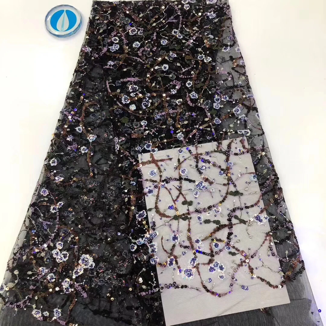 The latest African lace fabric 2020 Nigeria high-quality lace French embroidery sequined tulle lace fabric D38271 
The latest African lace fabric 2020 Nigeria high-quality lace French embroidery sequined tulle lace fabric D38271