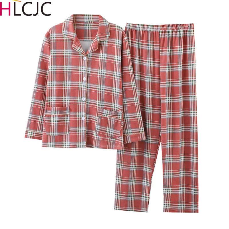 Spring Autumn Women's Sleep Lounge Plaid Pajama Long Sleeved Woman Pajama Set Soft Pyjamas Femme Cotton Sleepwear Big Size 3XL
Spring Autumn Women's Sleep Lounge Plaid Pajama Long Sleeved Woman Pajama Set Soft Pyjamas Femme Cotton Sleepwear Big Size 3XL