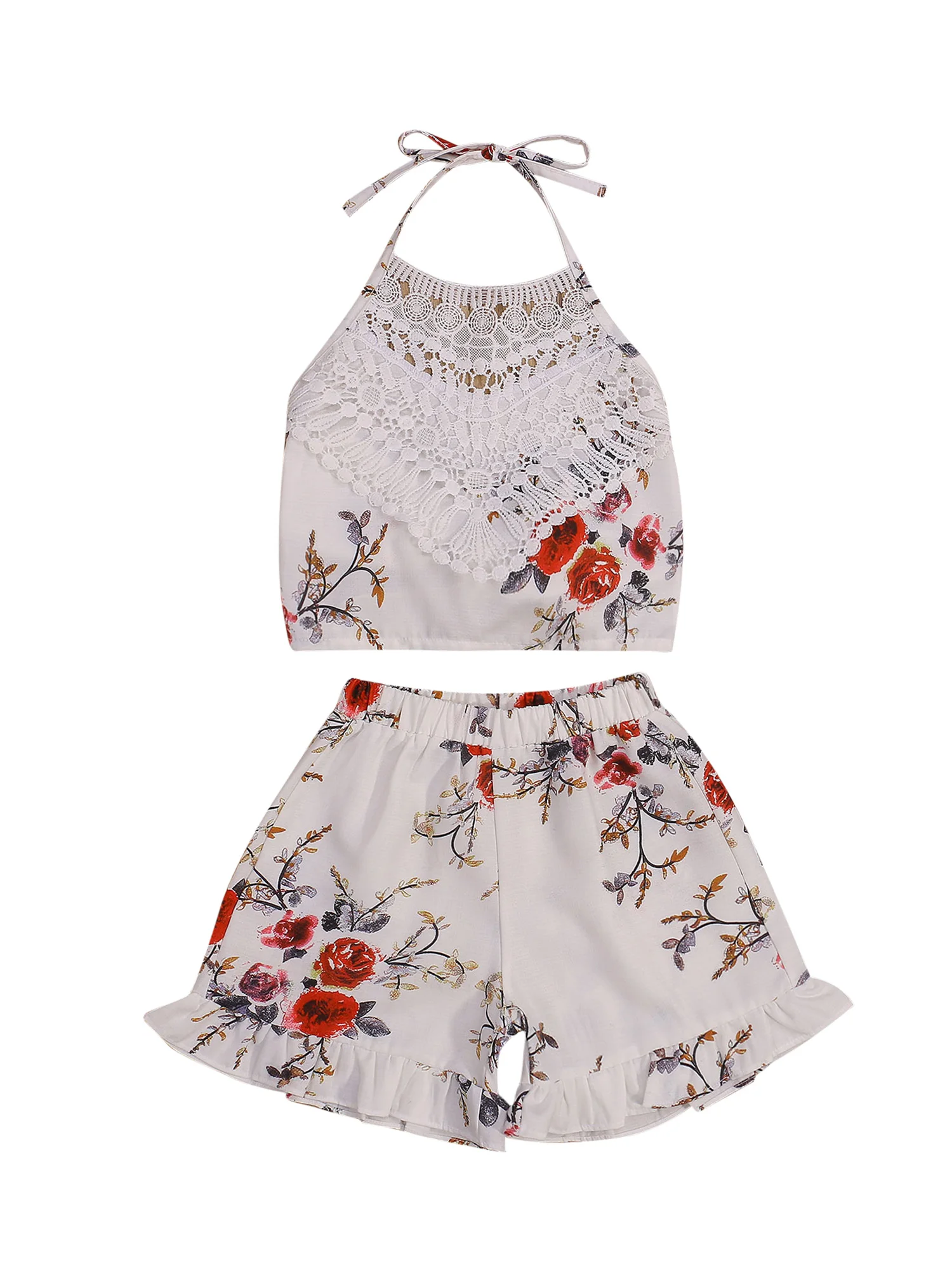 New 1-7Years Girls White Floral Printed Pattern Halter Neck Vest And Shorts Casual Two-Piece Clothes Set Cute Fashion Daily Wear
New 1-7Years Girls White Floral Printed Pattern Halter Neck Vest And Shorts Casual Two-Piece Clothes Set Cute Fashion Daily Wear