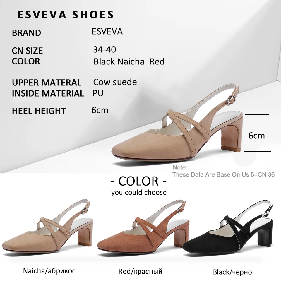 ESVEVA 2019 Women Pumps Shoes Buckle Strap Slingback Square High Heels Square Toe Sandals Summer Solid Shoes Women Size 34-40
ESVEVA 2019 Women Pumps Shoes Buckle Strap Slingback Square High Heels Square Toe Sandals Summer Solid Shoes Women Size 34-40
