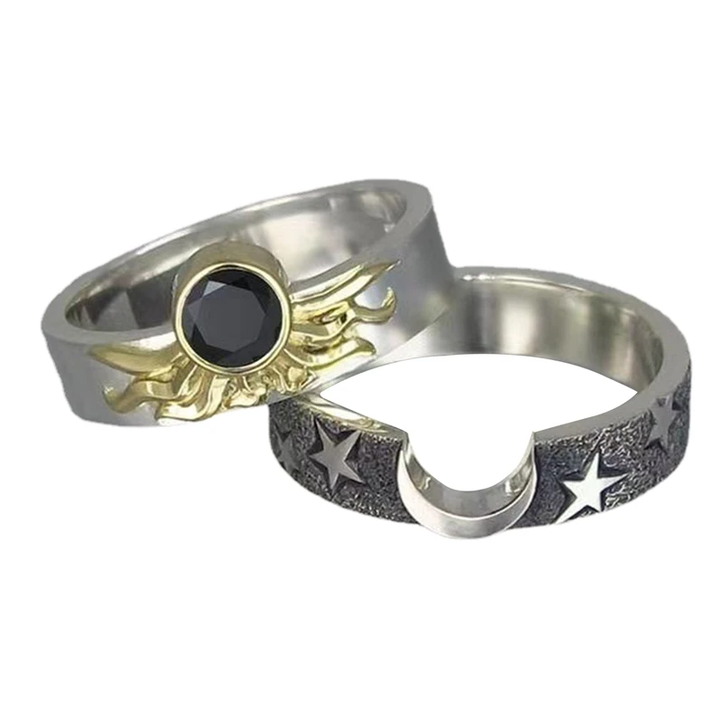 2Pcs/Set Fashion Moon Star Ring Romatic Design Heart Wedding Couple Rings Valentine's Day Anniversary Gift
2Pcs/Set Fashion Moon Star Ring Romatic Design Heart Wedding Couple Rings Valentine's Day Anniversary Gift