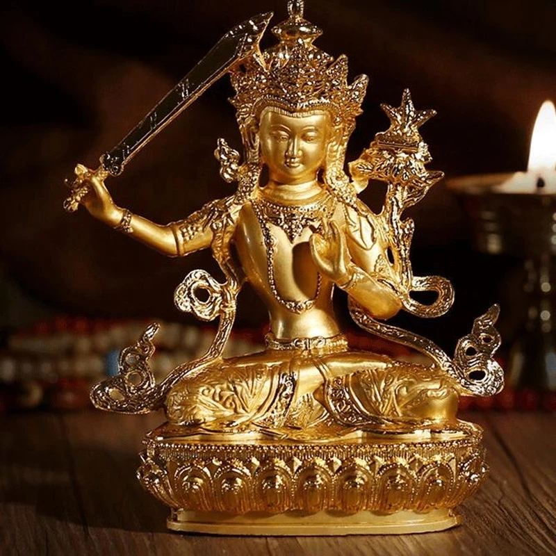 Tranic Efficacious Bodhisattva Manjusri Gilding Gold Buddha Alloy Metal Buddhist Suppliers Home/ Office Decorate Statue Craft
Tranic Efficacious Bodhisattva Manjusri Gilding Gold Buddha Alloy Metal Buddhist Suppliers Home/ Office Decorate Statue Craft
