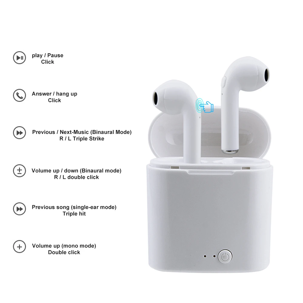 I7s Mini TWS Bluetooth-наушники Спортивные стереонаушники Беспроводные с зарядным