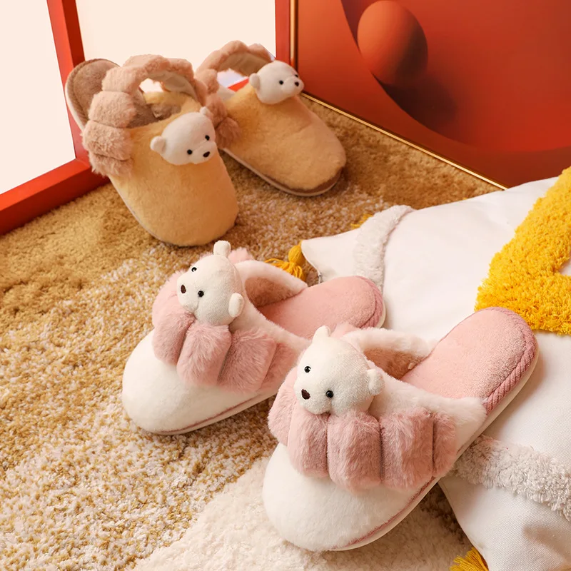 Winter Women's Closed Slippers Cozy Memory Foam Warm Cute Cartoon Bear Two Wear Ladies Shoes Plush Cotton Fur Slippers For Women
Winter Women's Closed Slippers Cozy Memory Foam Warm Cute Cartoon Bear Two Wear Ladies Shoes Plush Cotton Fur Slippers For Women