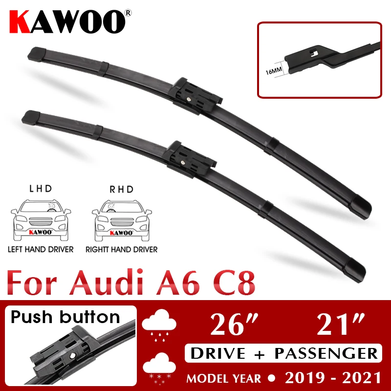KAWOO Car Wiper Blade Windshield Windscreen Front Window Accessories 26"+21" For Audi A6 C8 2019 2020 2021 Fit Push Button Arms
KAWOO Car Wiper Blade Windshield Windscreen Front Window Accessories 26"+21" For Audi A6 C8 2019 2020 2021 Fit Push Button Arms
