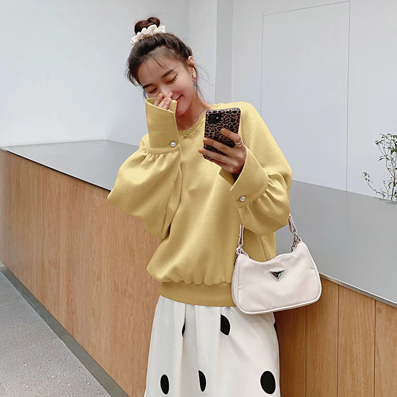 NSMW MI Sweatshirts Women 2021 Spring Autumn Casual Loose Fashion Flared Sleeve Design Round Neck Pink Korean Pullover Top A8
NSMW MI Sweatshirts Women 2021 Spring Autumn Casual Loose Fashion Flared Sleeve Design Round Neck Pink Korean Pullover Top A8