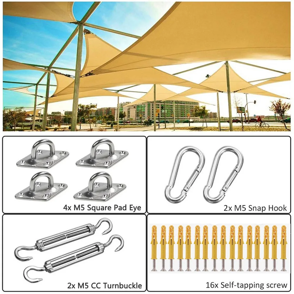 Sun Shade Sail Canopy Accessory 24pcs/set 304 Stainless Steel Outdoor Awning Kit Turnbuckle Clip Hook Hardware
Sun Shade Sail Canopy Accessory 24pcs/set 304 Stainless Steel Outdoor Awning Kit Turnbuckle Clip Hook Hardware