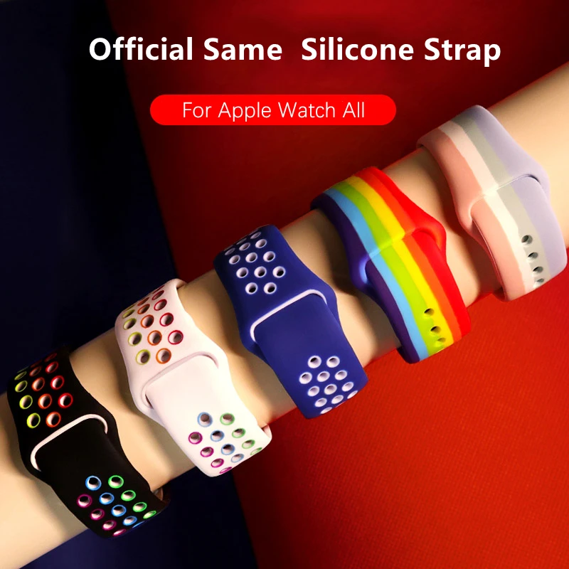 Silicone Strap For Apple Watch Band 44mm 40mm 42mm 38mm 40 44 mm Breathable bracelet correa iWatch serie 3 6 5 4 SE 7 45mm 41mm
Silicone Strap For Apple Watch Band 44mm 40mm 42mm 38mm 40 44 mm Breathable bracelet correa iWatch serie 3 6 5 4 SE 7 45mm 41mm