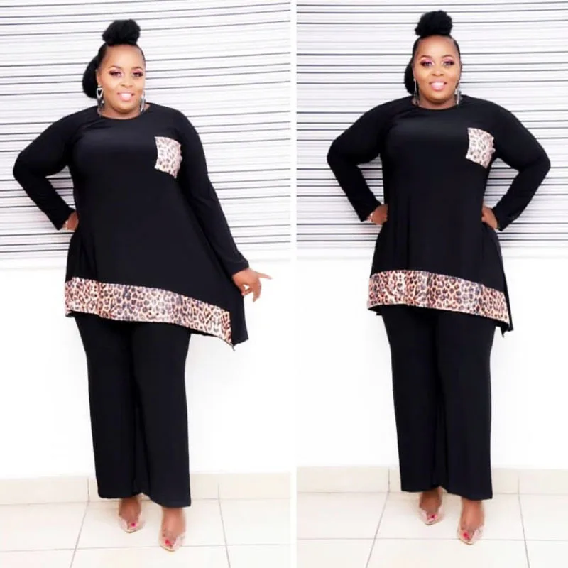 Plus Size Two Piece Outfits for Women Leopard Stitching Suits Long Sleeve Top African Clothing Sets Birthday Outfit 2021 Fashion
Plus Size Two Piece Outfits for Women Leopard Stitching Suits Long Sleeve Top African Clothing Sets Birthday Outfit 2021 Fashion
