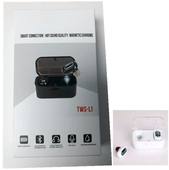 Bluetooth L1 Earphones Wireless Sports Headset 3D Stereo Sound Waterproof Earbuds Built-in Charging Box Mic handfree Earphone |