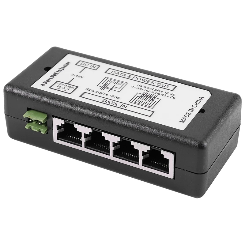 4 Port Poe Injector Poe Power Adapter Ethernet Power Supply Pin 4,5(+)/7,8(-)Input Dc12V-Dc48V for Ip Camera
4 Port Poe Injector Poe Power Adapter Ethernet Power Supply Pin 4,5(+)/7,8(-)Input Dc12V-Dc48V for Ip Camera