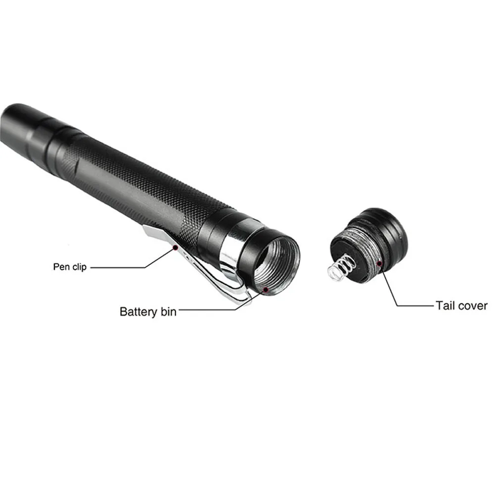 Pen Light Mini Portable LED Flashlight Q5 1 Switch Mode Telescopic Zoom LED Torch for Camping Hiking By 2xAAA ON OFF
Pen Light Mini Portable LED Flashlight Q5 1 Switch Mode Telescopic Zoom LED Torch for Camping Hiking By 2xAAA ON OFF