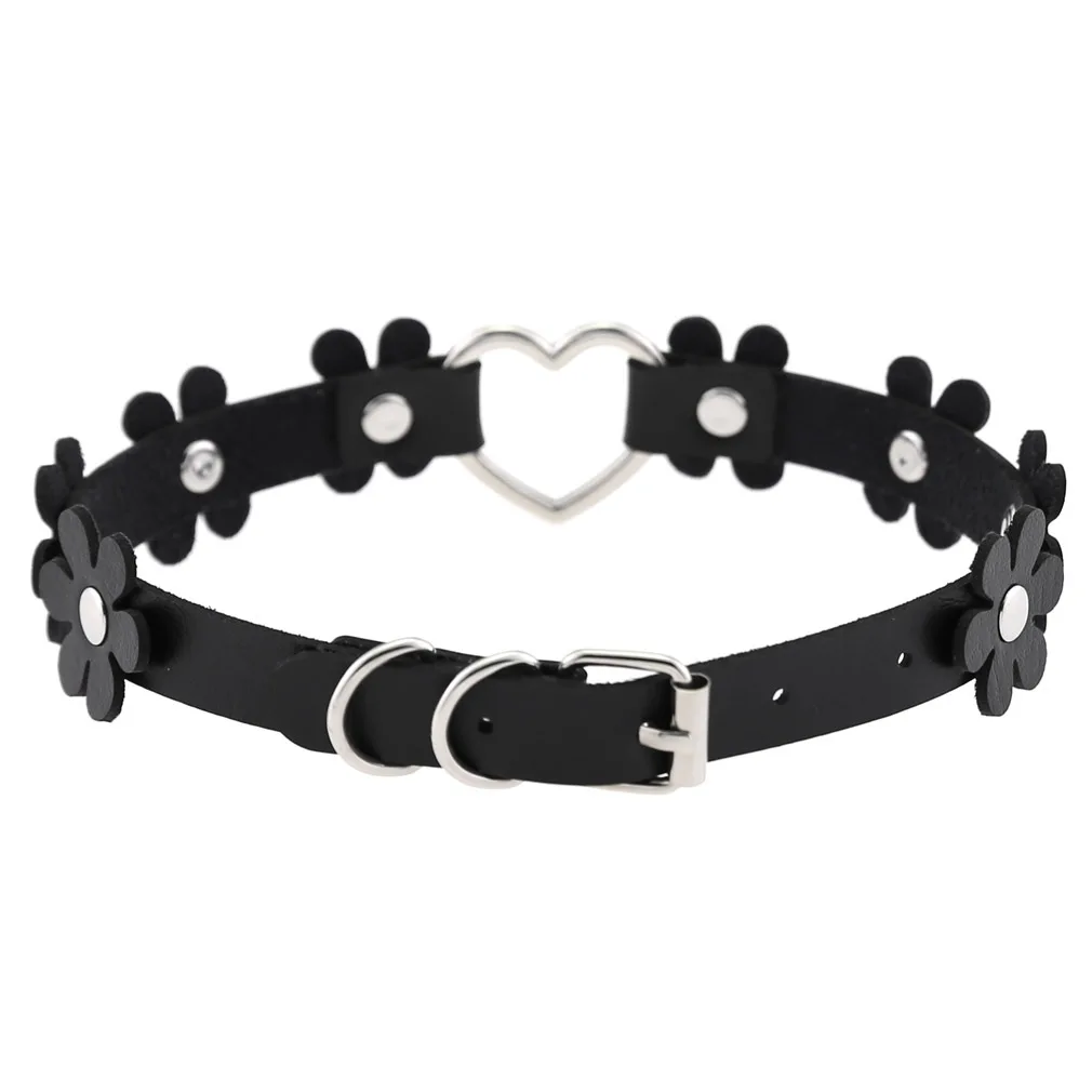 2021 New Fashion Punk Gothic PU Leather Flowers Harajuku Chain Choker For Girls Silver Color Love Heart Circle Women Necklaces
2021 New Fashion Punk Gothic PU Leather Flowers Harajuku Chain Choker For Girls Silver Color Love Heart Circle Women Necklaces
