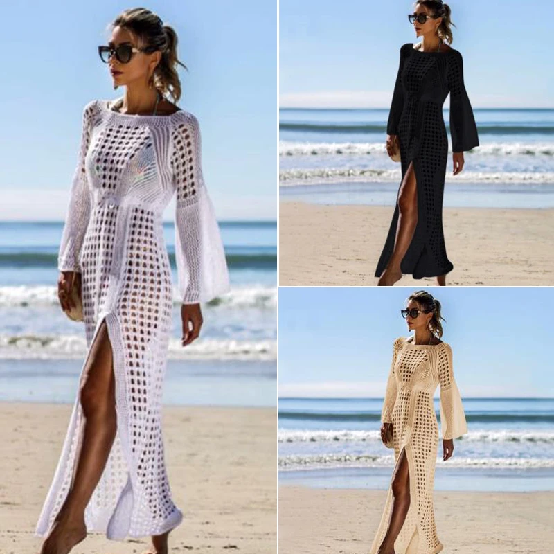 2020 Knitted Beach Cover Ups Summer Women Sexy Beach Dress Hollow Party Long Pareos Praia Elegant Maxi Solid Robe Kimono Crochet
2020 Knitted Beach Cover Ups Summer Women Sexy Beach Dress Hollow Party Long Pareos Praia Elegant Maxi Solid Robe Kimono Crochet