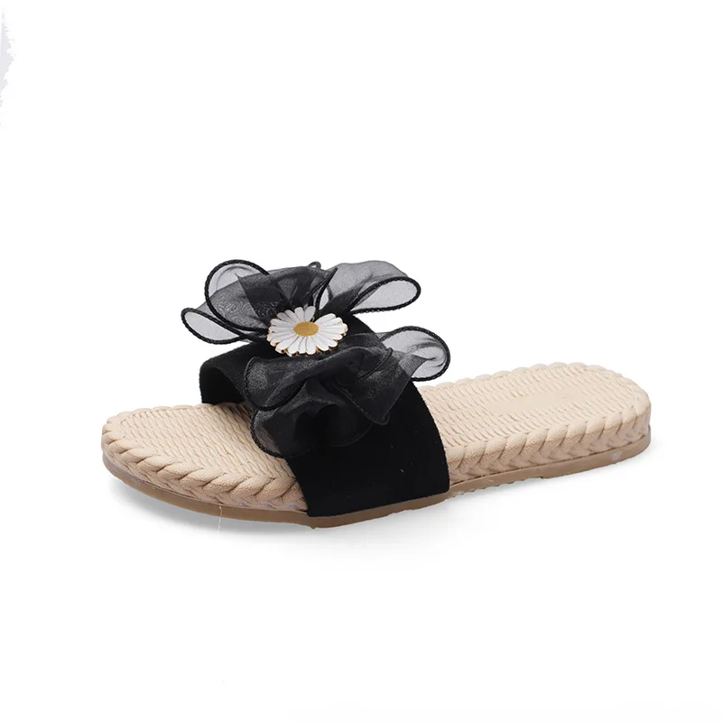 Flat Shoes Female Woman's Slippers Luxury Slides Low Butterfly-Knot 2021 Designer Fashion Hoof Heels Rubber Butterfly-knot Fabri 
Flat Shoes Female Woman's Slippers Luxury Slides Low Butterfly-Knot 2021 Designer Fashion Hoof Heels Rubber Butterfly-knot Fabri