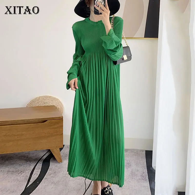 Женское плиссированное платье XITAO, однотонное Повседневное платье-пуловер с круглым вырезом и длинными рукавами-фонариками, модель GWJ2061
Женское плиссированное платье XITAO, однотонное Повседневное платье-пуловер с круглым вырезом и длинными рукавами-фонариками, модель GWJ2061