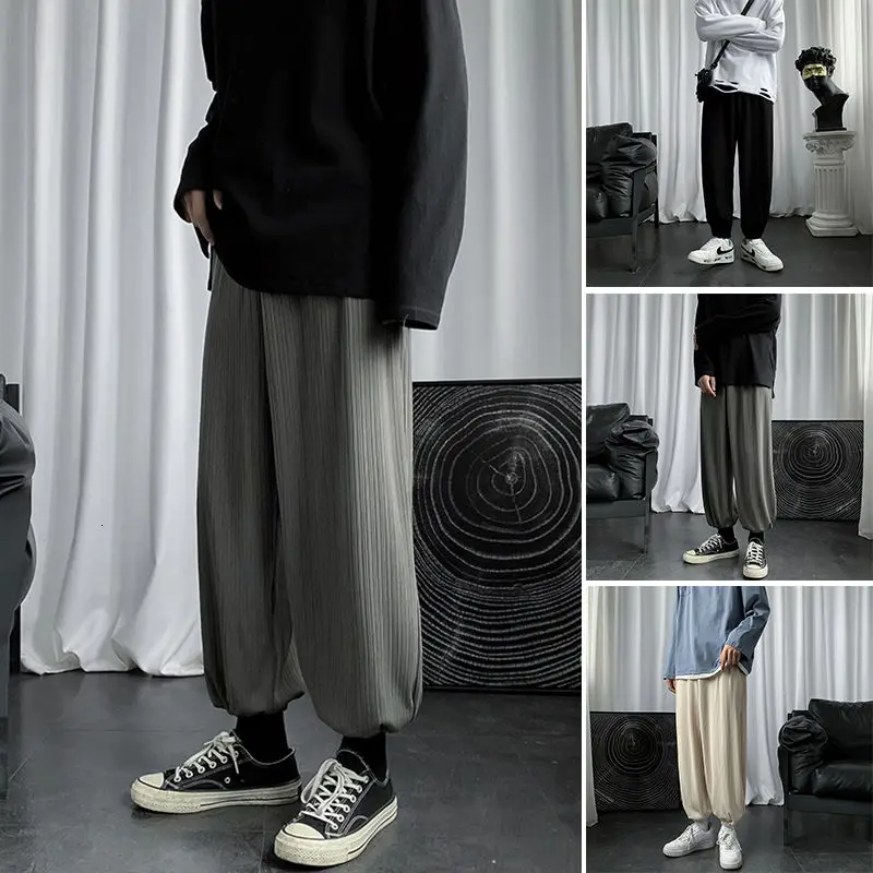 Spring Summer Casual Pants Men's Fashion Retro Pleated Pants Men Streetwear Korean Loose Hip-hop Straight Pants Mens Trousers 
Spring Summer Casual Pants Men's Fashion Retro Pleated Pants Men Streetwear Korean Loose Hip-hop Straight Pants Mens Trousers