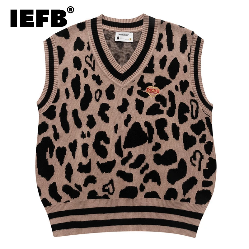Мужской модный шикарный свитер IEFB без рукавов с леопардовым принтом, мужская осенне-зимняя Свободная трикотажная одежда с V-образным вырезо... 
Мужской модный шикарный свитер IEFB без рукавов с леопардовым принтом, мужская осенне-зимняя Свободная трикотажная одежда с V-образным вырезо...